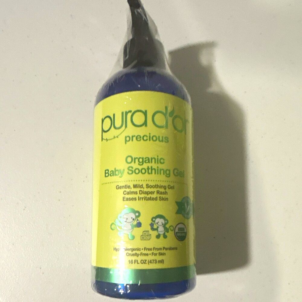 Pura D'or Precious Organic Baby Soothing Gel 16 fl oz Calms Diaper Rash: NEW
